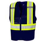 Safety Zipper Vest 8 Pockets Navy