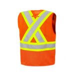 Safety Zipper Vest 8 Pockets Orange Back