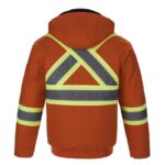 Sherpa Lined Canvas Bomber Jacket Orange Back