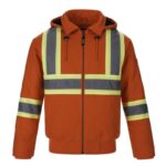 Sherpa Lined Canvas Bomber Jacket Orange Front