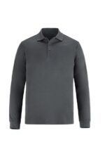 Long Sleeve Dry Fit Polo Shirt - Gray