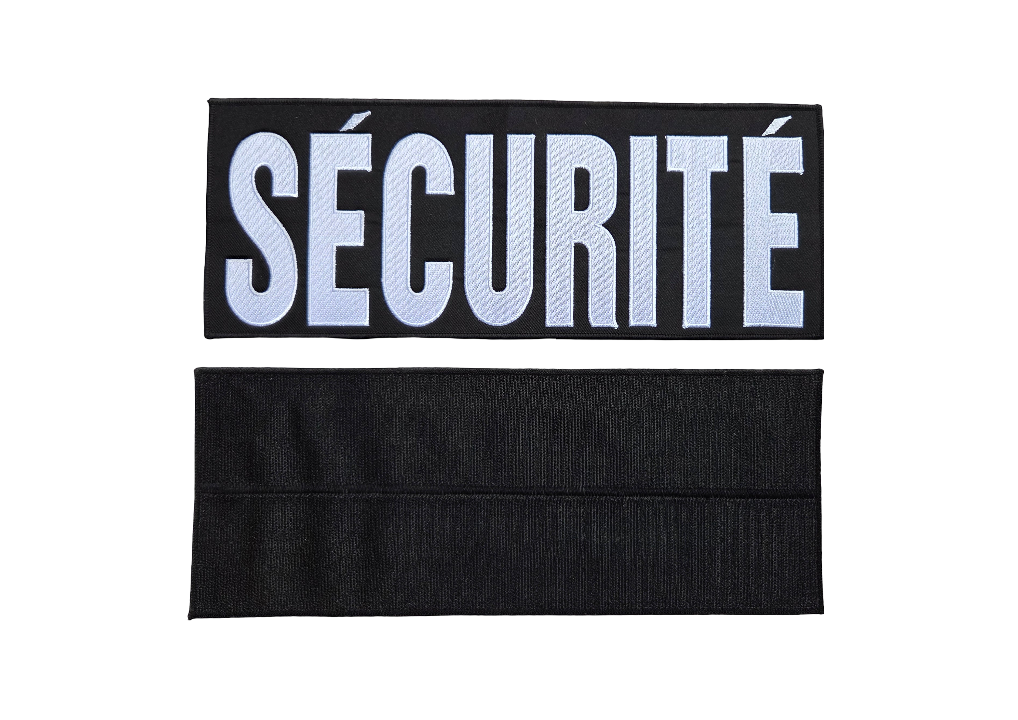 Large French Securite Velcro Patch Large Embroidered French Securite Velcro Patch - Image 1